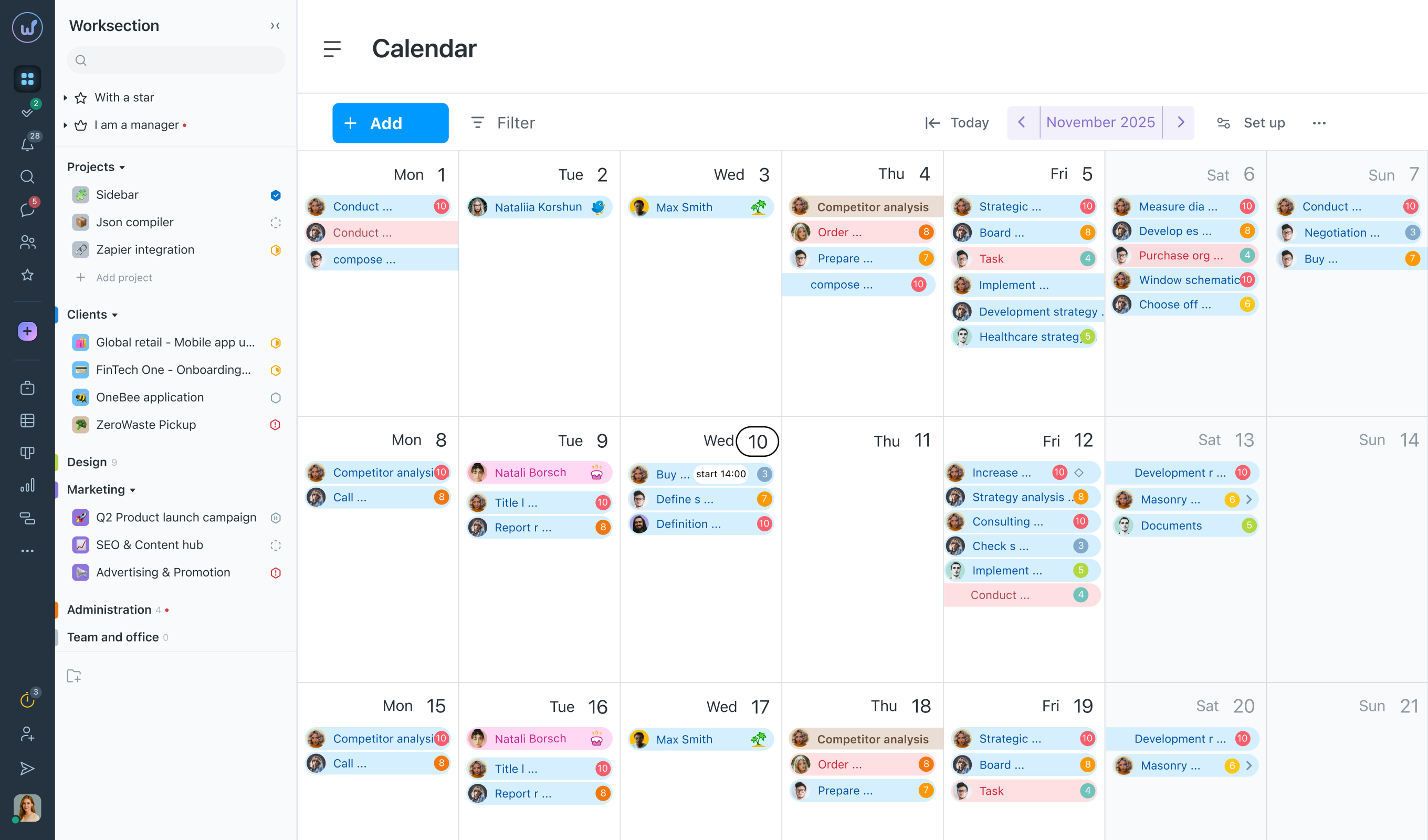 Klíčové termíny pro všechny aktivní projekty