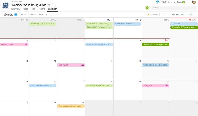 Key dates for all active projects