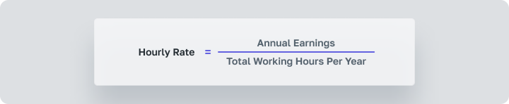 Hourly Rate = Annual Earnings / Total Working Hours Per Year