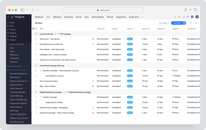 Zoho Projects